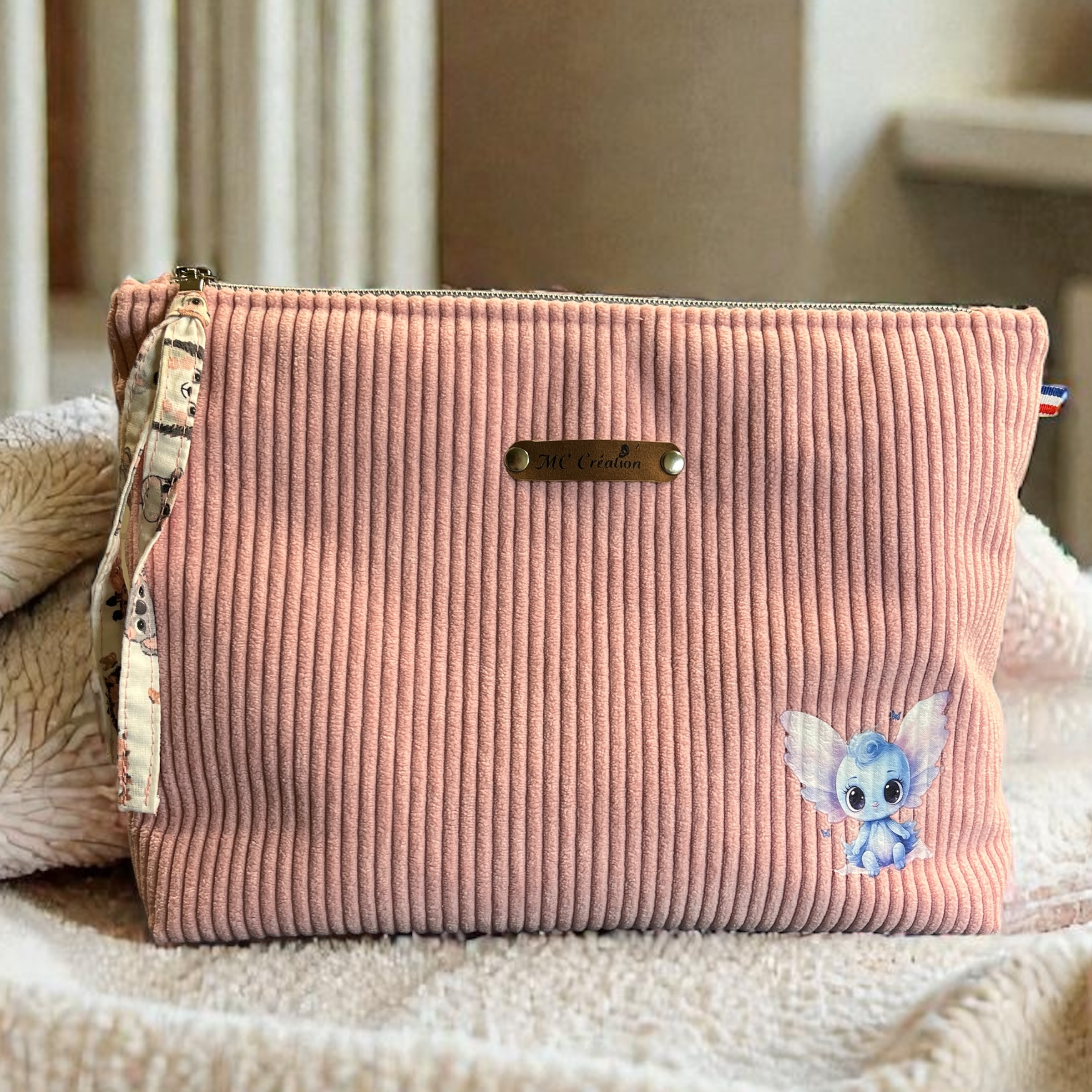 Trousse de toilette triangle bois de rose taille L